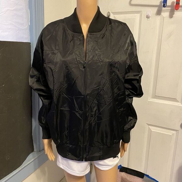 Vintage Chinese Dragon Embroidered Men Running Windbreaker Jacket Black Zip Up L - Picture 2 of 9